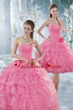 Beautiful Baby Pink Quince Dresses with Beading and Ruffles XFNAO142TZFOR