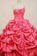Beautiful Ball gown Strapless Floor-length Taffeta Hot Pink Quinceanera Dresses Beading Style FA-Y-0046