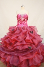 Beautiful Ball gown Sweetheart Floor-length Red Quinceanera Dresses Appliques with Beading Style FA-Y-0099