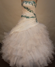 Classical ball gown strapless floor-length organza quinceanera dresses TD2454