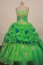 Cute Ball Gown Strap Floor-length Quinceanera Dresses Appliques with Beading Style FA-Z-0183