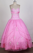 Cute Ball Gown Sweetheart Floor-length Pink Quinceanera Dress Y042637