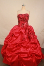Elegant ball gown sweetheart-neck floor-length red beading quinceanera dresses FA-X-067