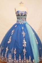 Exclusive Ball gown Strapless Floor-lengthTulle Blue Quinceanera Dresses Embroidery with Beading Style FA-Y-0031