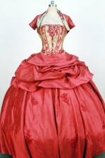 Exquisite Ball Gown Strapless Floor-Length Red Appliques Quinceanera Dresses Style FA-S-282