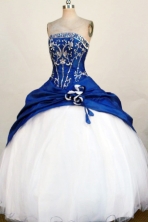 Fashionable Ball Gown Strapless Floor-Length Blue Beading and Appliques Quinceanera Dresses Style FA-S-306