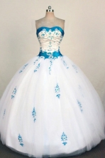 Fashionable Ball Gown Strapless Floor-Length White Beading and Appliques Quinceanera Dresses Style FA-S-242