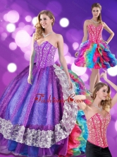 Fashionable Beading and Ruffles Sweetheart 15 Quinceanera Dresses in Multi Color QDDTA63001FOR