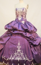 Luxurious Ball gown Strapless Floor-length Taffeta Purple Quinceanera Dresses Embroidery with Beading Style FA-Y-0036