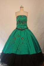 Modest ball gown strapless floor-length green appliques quinceanera dresses FA-X-064