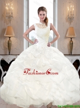 New Style 2015 Summer High Neck and Beaded Quinceanera Dresses with Pick Ups SJQDDT42002FOR