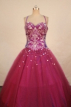 Perfect Ball Gown Halter Top Floor-length Quinceanera Dresses Appliques with Beading Style FA-Z-0295