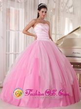 Pink Sweetheart Taffeta and tulle Quinceanera Dress with beadings Ball Gown In Choloma Honduras  Style PDZY486FOR
