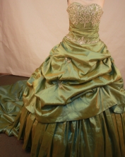 Popular ball gown sweetheart-neck chapel taffeta quinceanera dress TD2466