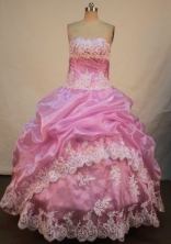Pretty Ball Gown Strapless Floor-length Quinceanera Dresses Appliques Style FA-Z-0254