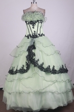 Romantic Ball Gown Strapless Floor-length Apple Green Quinceanera Dress X0426049