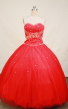 Simple Ball gown Sweetheart Floor-length Organza Red Quinceanera Dresses Sequins Style FA-Y-0055