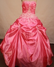 Simple ball gown strapless floor-length taffeta appliques watermelon quinceanera dresses FA-X-100