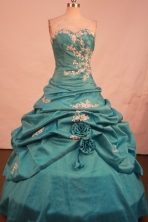 Sweet Ball Gown Strapless Floor-Length Blue Beading and Appliques Quinceanera Dresses Style FA-S-185