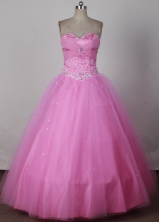 Sweet Ball Gown Strapless Floor-length Pink Quinceanera Dress LJ2661