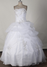 Sweet Ball Gown Strapless Floor-length White Quinceanera Dress LJ2647