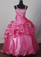 Sweet Ball Gown Straps Floor-length Pink Quinceanera Dress LJ2659