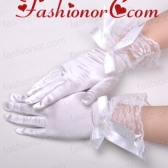 Chic Lycra Fingertips Wrist Length Bridal Gloves With Bow ACCGL03FOR