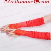 Classical Satin Fingerless Elbow Length Evening Gloves With Appliques And Ruching ACCGL06FOR