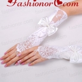 Fancy Satin Fingerless Elbow Length With Lace Bridal Gloves ACCGL01FOR