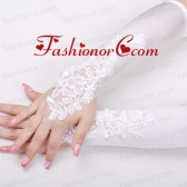 Satin Fingerless Elbow Length Bridal Gloves With Beading And Appliques ACCGL11FOR