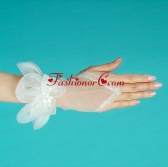 Tulle Fingerless Wrist Length Bridal Gloves With Hand Made Flower ACCGL07FOR