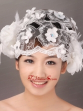 Appliques and Feather In Lace Hat Hair Ornament TH071FOR