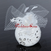 Cute White Tulle and Lace Rhinestone 2014 Hat Hair Ornament ACCHP058FOR