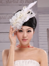 Hair Accessories For Brides Bud Silk Yarn Feather With Pearls and Beading Embellishment XTH056FOR