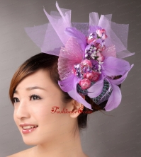 Lavender Hand Made Flowers Headpieces Feathers On Sale TH043FOR