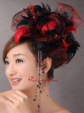 Multi color Headpices With Feather and Tulle Headpices Rhinestones Decorate TH063FOR