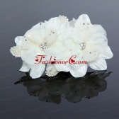 Pretty White Tulle Imitation and Pearls Hair Flower ACCHP044FOR