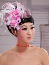 White Feather and Net Flowers With Beading New Arrival XTH063FOR