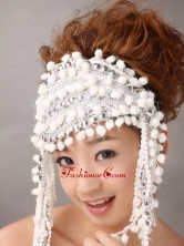 White Inexpensive Fascinator With Special Fabric TH067FOR
