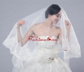 2014 One-Tier Tulle Lace Drop Veil Edge Bridal Veils ACCWEIL028FOR