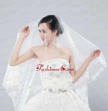 2014 Two-Tier Tulle  Elbow Veils with Lace Edge ACCWEIL025FOR