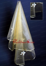 Champagne Hand Made Flowers Wedding Veil RR111627FOR