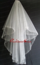 Embroidery and Beading Decorate Tulle Two Layers Wedding Veils RR111611FOR