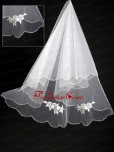 Organza Lace Appliques Bridal  Wedding Veil RR111623FOR