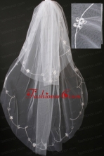 Pearl Trim Edge Gorgeous Tulle Bridal Veil RR111619FOR