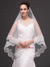 Two Tier Tulle With Lace Appliques Bridal Veil HM2002FOR