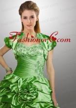 Customize Green Taffeta Quinceanera Jacket with Beading and Ruffles ACCJA119FOR