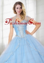 Exquisite Light Blue Tulle Quinceanera Jacket with Embroidery and Beading ACCJA128FOR