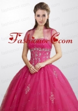 Fashionable Tulle Hot Pink Quinceanera Jacket with Beading ACCJA117FOR