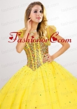 Fashionable Tulle Short Beading Quinceanera Jacket in Yellow ACCJA037FOR